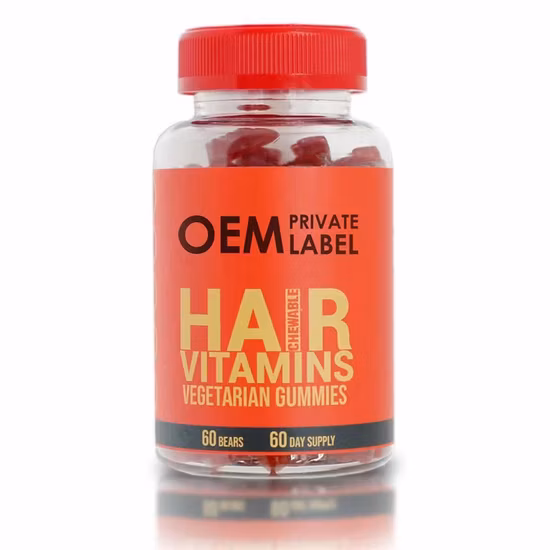 Biotina, Vitamina C, Vitamina B-12, Vitamina gomosa de crescimento de cabelo vegana de zinco para cabelos, pele e unhas